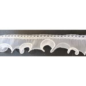 1-3/4 inch wide - ruffled Lace Trim - White on White - 12 Yards(See Description)